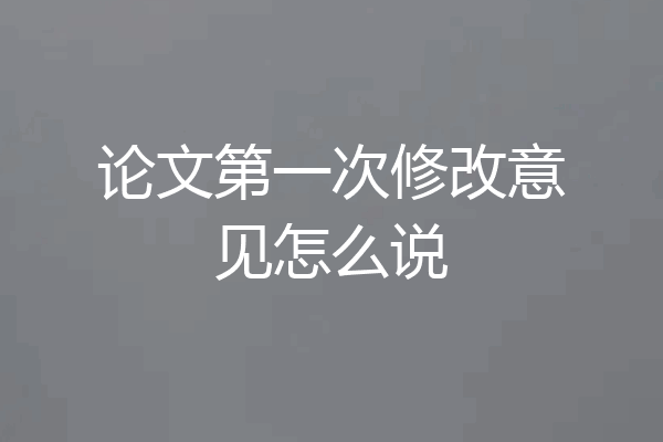 论文第一次修改意见怎么说