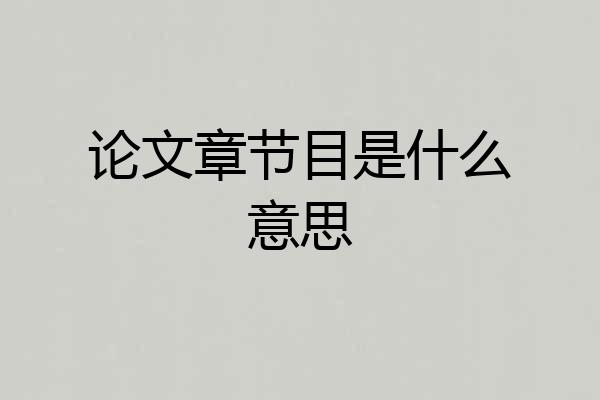 论文章节目是什么意思