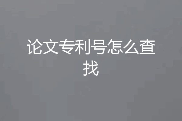 论文专利号怎么查找