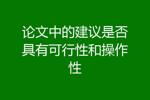 论文中的建议是否具有可行性和操作性
