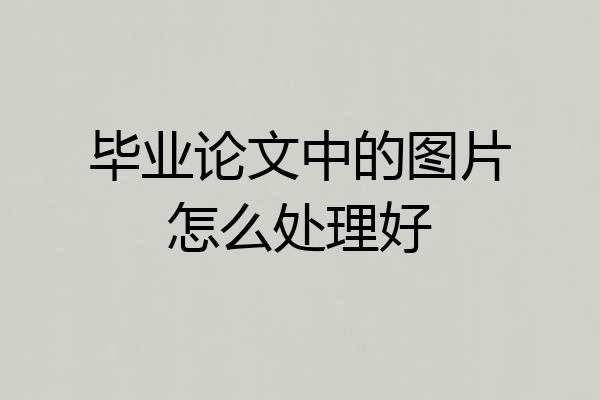 毕业论文中的图片怎么处理好