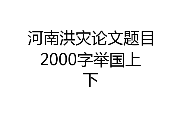 河南洪灾论文题目2000字举国上下