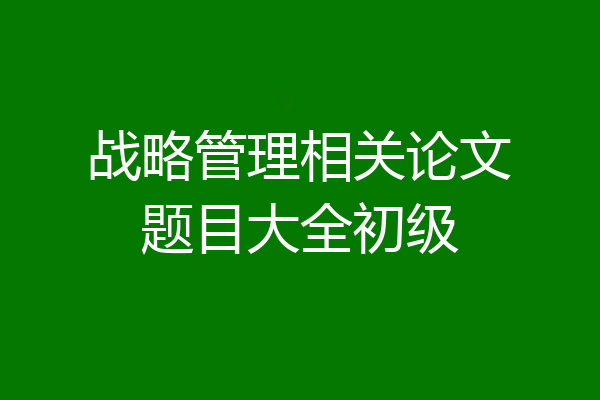 战略管理相关论文题目大全初级