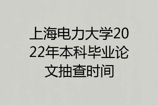 上海电力大学2022年本科毕业论文抽查时间