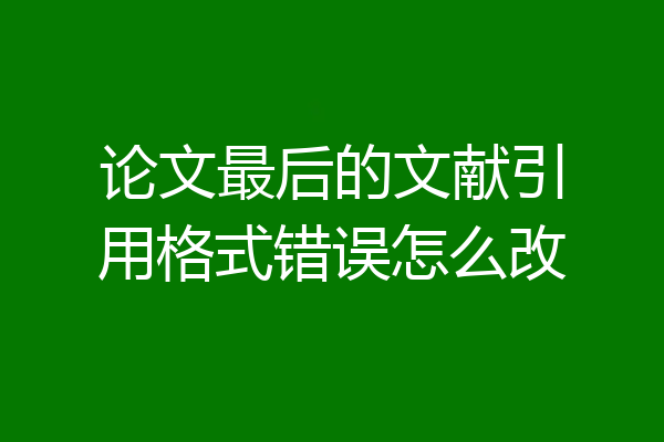 论文最后的文献引用格式错误怎么改