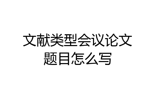 文献类型会议论文题目怎么写