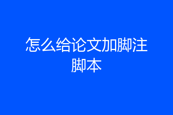怎么给论文加脚注脚本