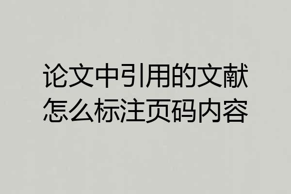 论文中引用的文献怎么标注页码内容