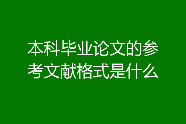 本科毕业论文的参考文献格式是什么
