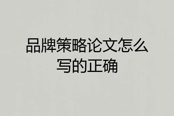 品牌策略论文怎么写的正确