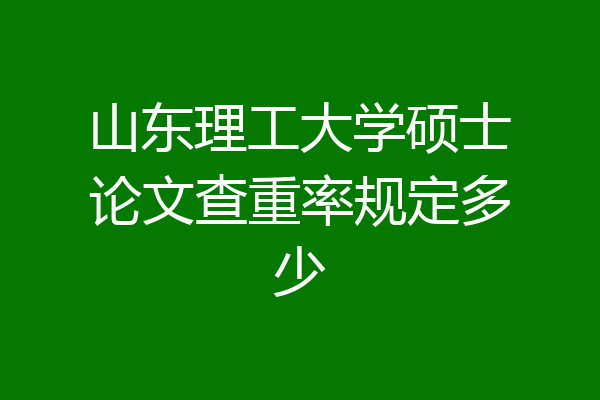 山东理工大学硕士论文查重率规定多少