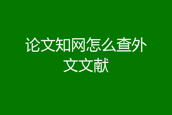 论文知网怎么查外文文献
