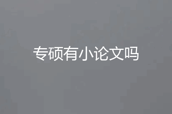 专硕有小论文吗