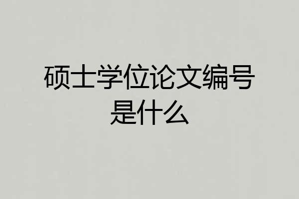 硕士学位论文编号是什么