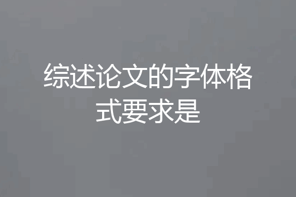 综述论文的字体格式要求是