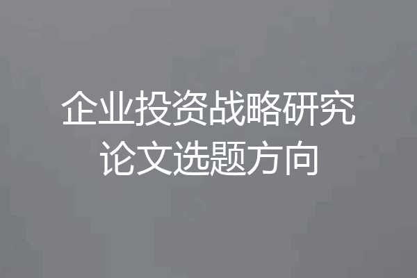 企业投资战略研究论文选题方向