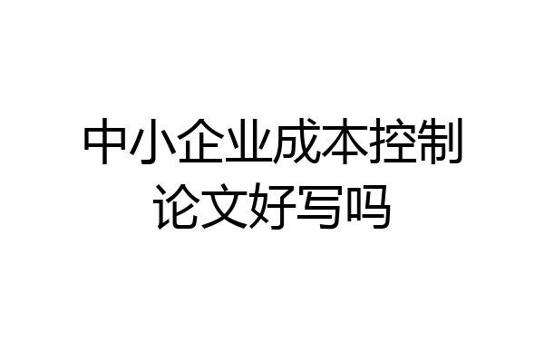 中小企业成本控制论文好写吗