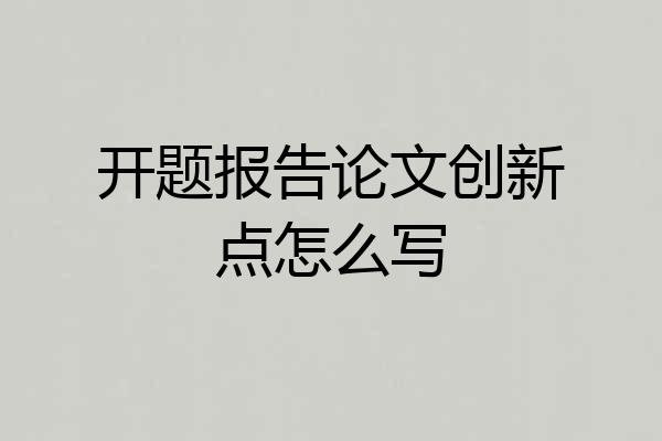 开题报告论文创新点怎么写