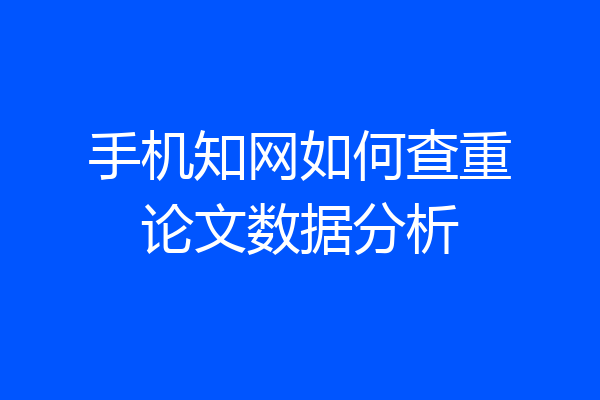 手机知网如何查重论文数据分析