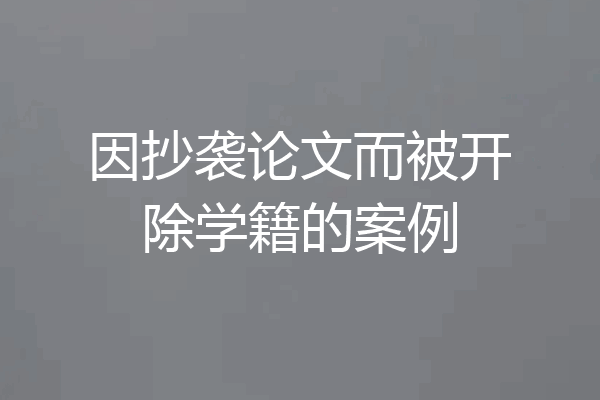 因抄袭论文而被开除学籍的案例