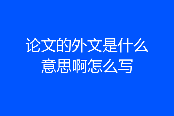 论文的外文是什么意思啊怎么写