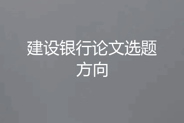 建设银行论文选题方向