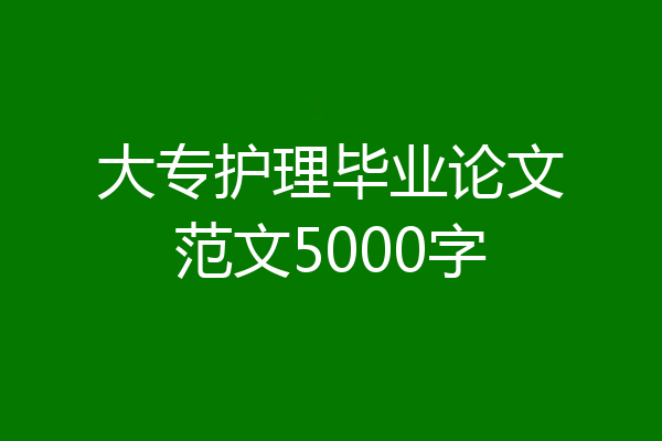 大专护理毕业论文范文5000字