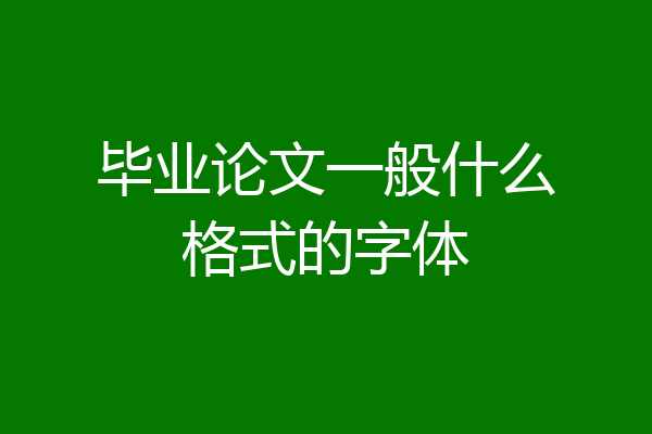 毕业论文一般什么格式的字体