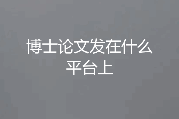 博士论文发在什么平台上