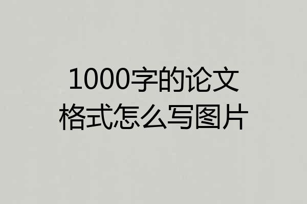 1000字的论文格式怎么写图片