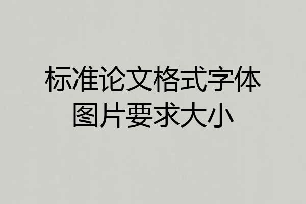 标准论文格式字体图片要求大小