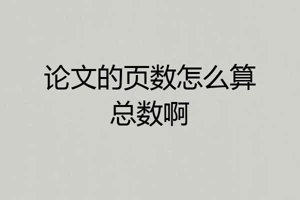 论文的页数怎么算总数啊