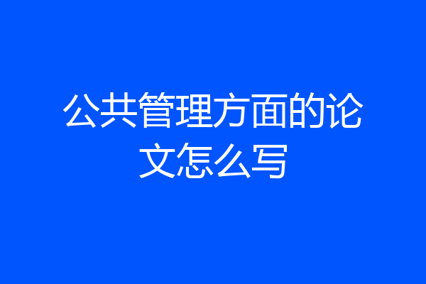 公共管理方面的论文怎么写