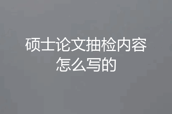 硕士论文抽检内容怎么写的