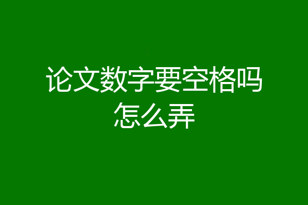 论文数字要空格吗怎么弄