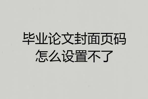 毕业论文封面页码怎么设置不了