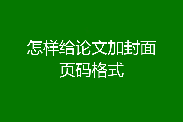 怎样给论文加封面页码格式