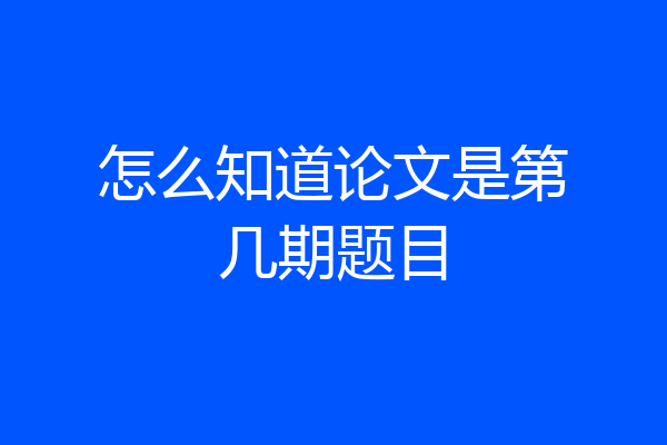 怎么知道论文是第几期题目