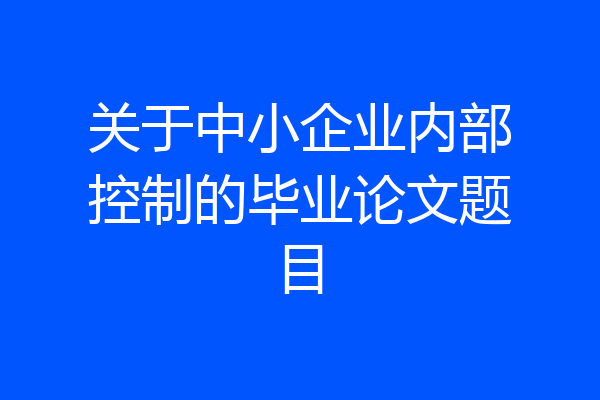 关于中小企业内部控制的毕业论文题目