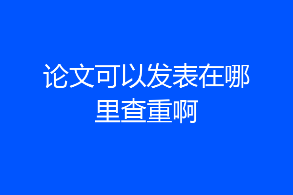 论文可以发表在哪里查重啊