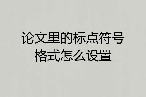 论文里的标点符号格式怎么设置