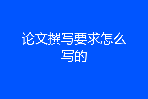 论文撰写要求怎么写的