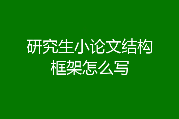 研究生小论文结构框架怎么写