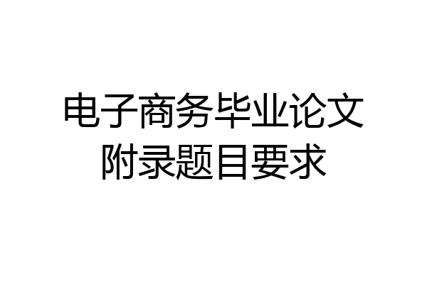 电子商务毕业论文附录题目要求