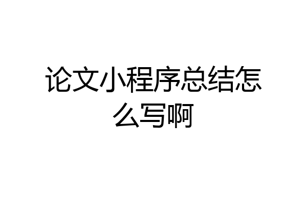 论文小程序总结怎么写啊