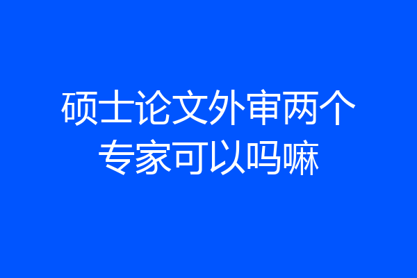 硕士论文外审两个专家可以吗嘛