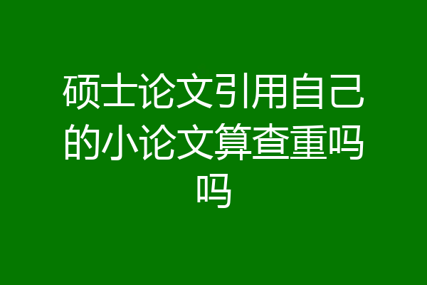 硕士论文引用自己的小论文算查重吗吗