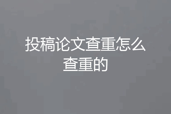 投稿论文查重怎么查重的