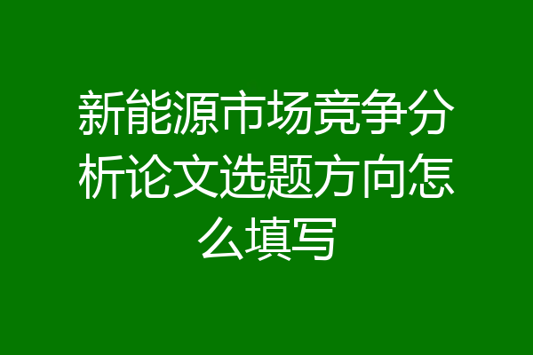 新能源市场竞争分析论文选题方向怎么填写