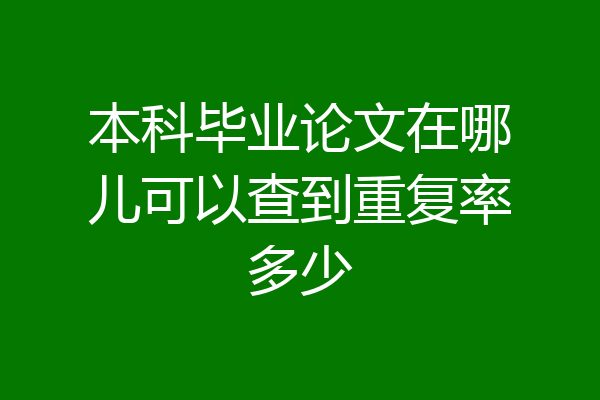 本科毕业论文在哪儿可以查到重复率多少